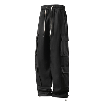Pantaloni sport bărbați, stil japonez, stil retro, funcțional, cu picior larg, dreaptă, la modă, plus size