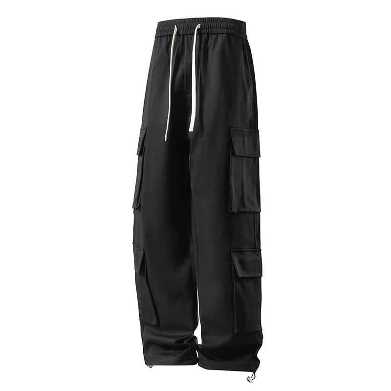 Pantaloni sport bărbați, stil japonez, stil retro, funcțional, cu picior larg, dreaptă, la modă, plus size