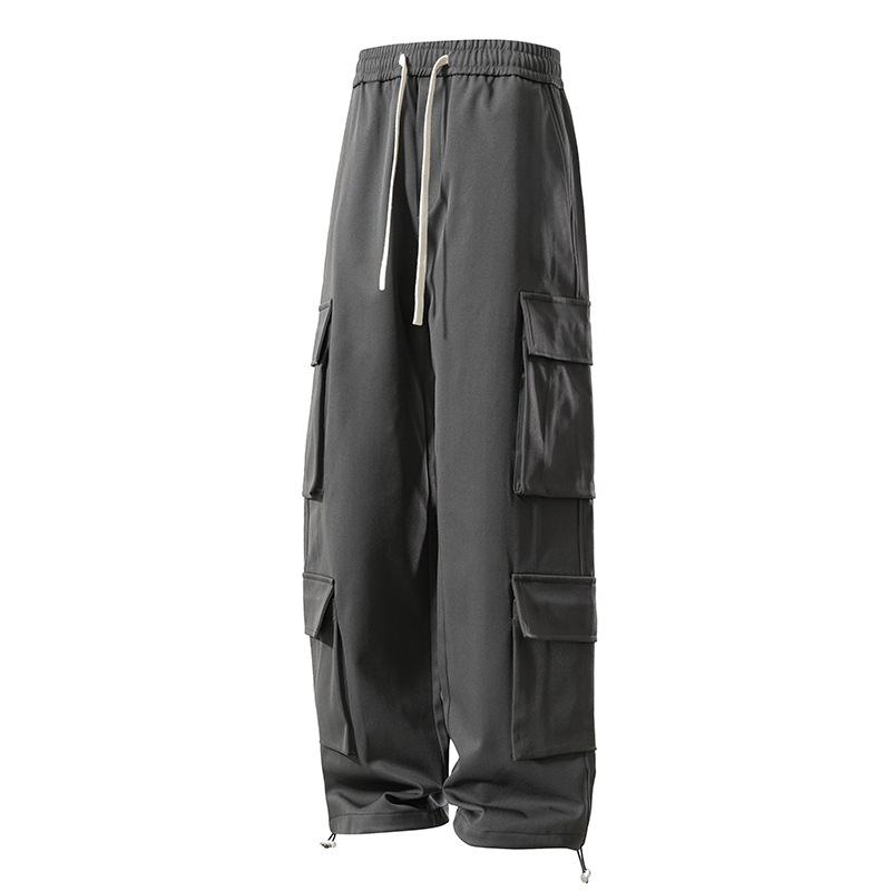 Pantaloni sport bărbați, stil japonez, stil retro, funcțional, cu picior larg, dreaptă, la modă, plus size