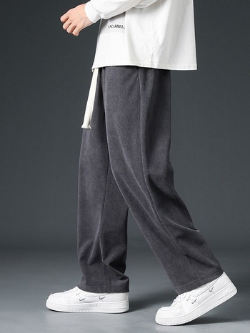 Pánske voľné rovné manšestrové nohavice Nové visiace nohavice jarné a jesenné ležérne pánske tepláky