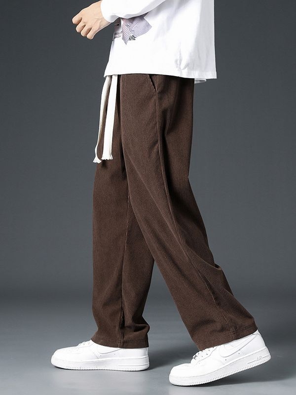 Pánske voľné rovné manšestrové nohavice Nové visiace nohavice jarné a jesenné ležérne pánske tepláky