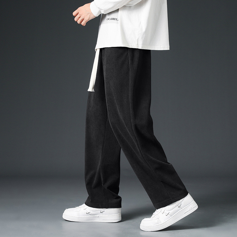 Pánske voľné rovné manšestrové nohavice Nové visiace nohavice jarné a jesenné ležérne pánske tepláky