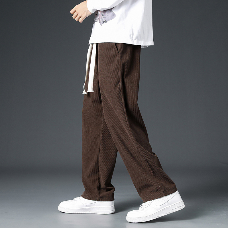 Pánske voľné rovné manšestrové nohavice Nové visiace nohavice jarné a jesenné ležérne pánske tepláky