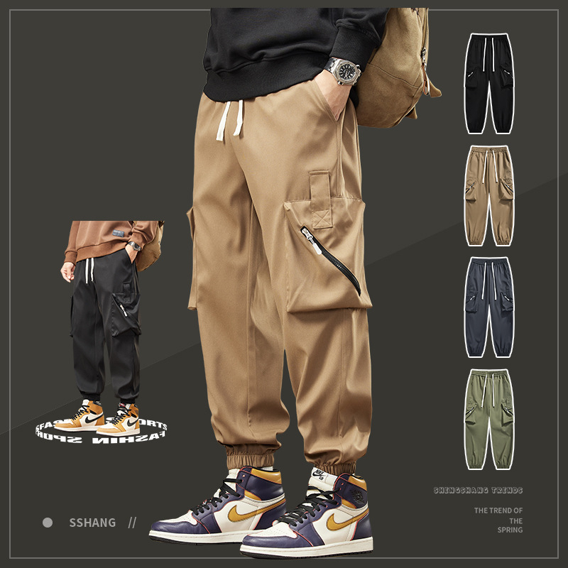 [Kontrola ceny 59] Pánske jarné a jesenné značkové nohavice Tooling, americká pouličná retro móda, voľnočasové športové nohavice s dĺžkou do päty