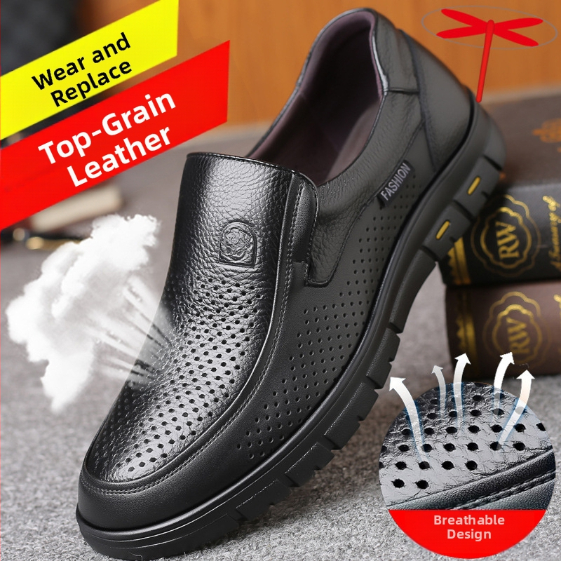 Pantofi de iarnă din bumbac cald, căptușiți cu fleece, 2024, pantofi noi din piele pentru bărbați, strat de cap din piele, cu fund moale, pantofi de afaceri pentru tați de vârstă mijlocie