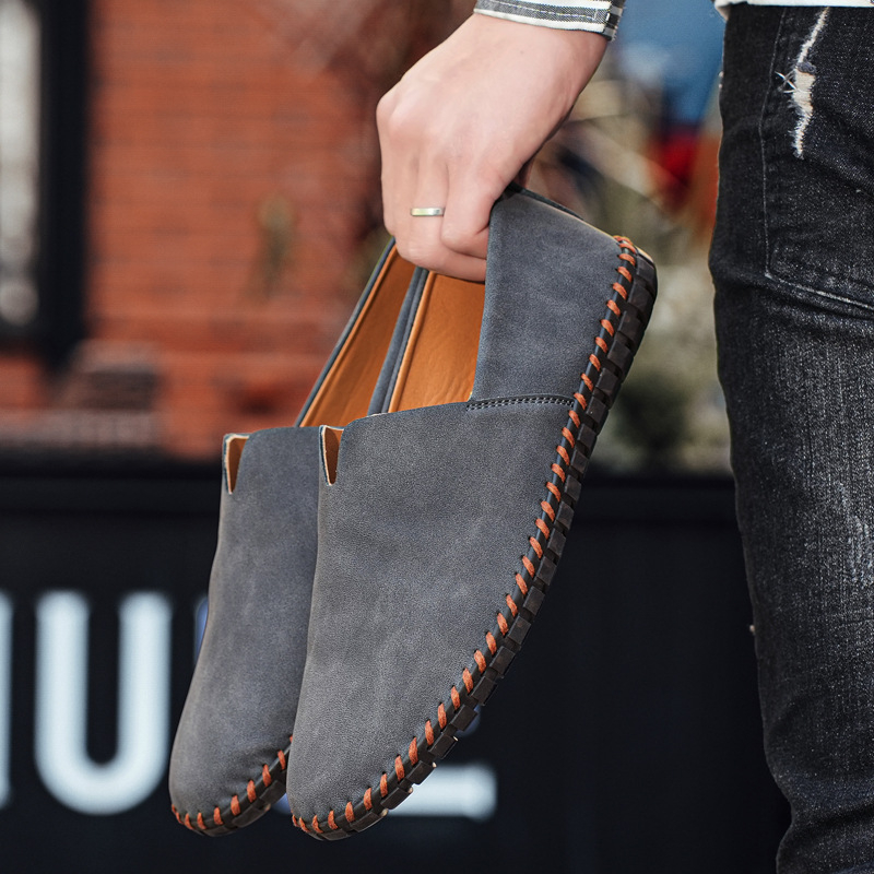 Pantofi casual pentru bărbați, pantofi europeni și americani, mocasini la modă, pantofi de conducere respirabili, cu talpă joasă, pantofi din piele pentru bărbați, mărime plus, transfrontalieri