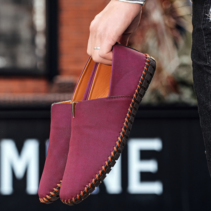 Pantofi casual pentru bărbați, pantofi europeni și americani, mocasini la modă, pantofi de conducere respirabili, cu talpă joasă, pantofi din piele pentru bărbați, mărime plus, transfrontalieri