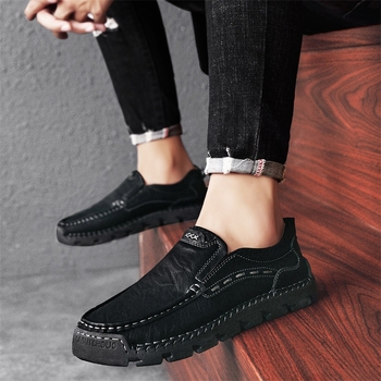 Νέα Casual Χειροποίητα Παπούτσια Νέα Γνήσια Δερμάτινα Παπούτσια Driving Doug Business Set Foot Slip-on Stitching Lazy Ανδρικά Δερμάτινα Παπούτσια