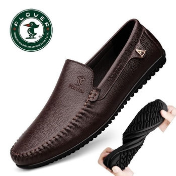 PLOVER Μαλακό Πάτος από Μαλακό Δέρμα Ανδρικά Παπούτσια Beans Στρώμα Κεφαλής Παπουτσιού Δέρμα Βακάδας Καλοκαιρινά Αναπνέοντα Δερμάτινα Παπούτσια Ανδρικά Νέα