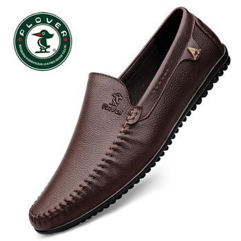 PLOVER Μαλακό Πάτος από Μαλακό Δέρμα Ανδρικά Παπούτσια Beans Στρώμα Κεφαλής Παπουτσιού Δέρμα Βακάδας Καλοκαιρινά Αναπνέοντα Δερμάτινα Παπούτσια Ανδρικά Νέα