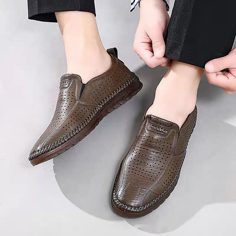 Nahkkingad meestele 2024. aasta suvel ja sügisel uued ehtsast nahast ärikingad veiseliha kõõluse pehme põhjaga libisemiskindlad kingad keskealistele isadele