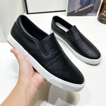 Λευκά παπούτσια slip-on, casual, ελαστικά ανδρικά παπούτσια, χαμηλοτάκουνα, lazy δερμάτινα παπούτσια, καλοκαιρινά, ελαφριά, λαστιχένια παπούτσια, χακί φλατ παπούτσια