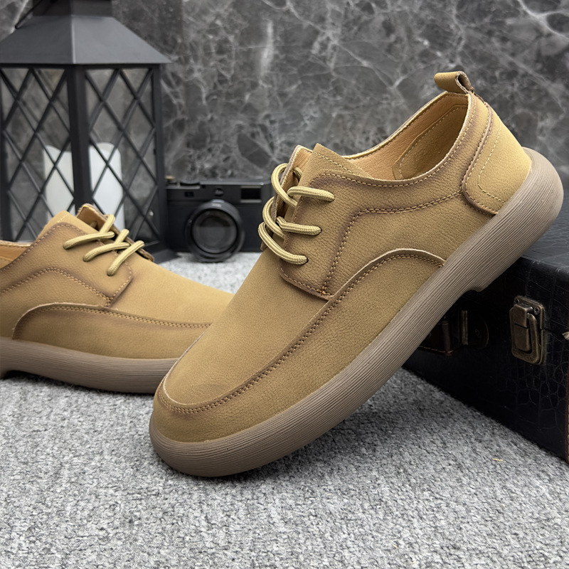 Õõnesnahast meeste kingad 2024. aasta suvised uued meeste kingad ehtsast nahast hingavad trendikad universaalsed paksu tallaga vintage vabaajajalatsid