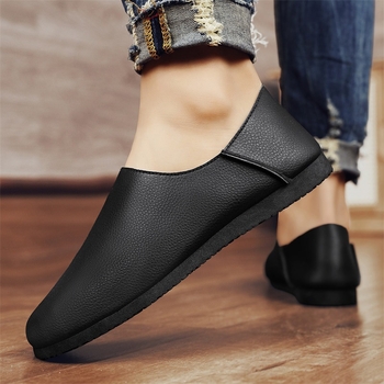 Pantofi sport casual din piele de culoare solidă, la modă, pentru șofat, 2024, vara nouă, fără slip-on
