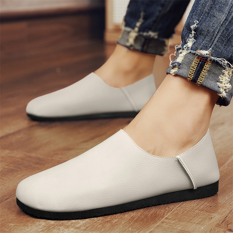 Pantofi sport casual din piele de culoare solidă, la modă, pentru șofat, 2024, vara nouă, fără slip-on