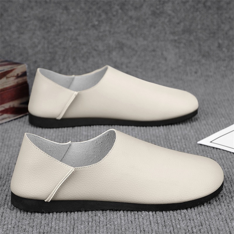 Pantofi sport casual din piele de culoare solidă, la modă, pentru șofat, 2024, vara nouă, fără slip-on