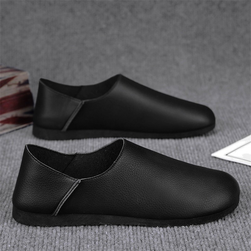 Pantofi sport casual din piele de culoare solidă, la modă, pentru șofat, 2024, vara nouă, fără slip-on