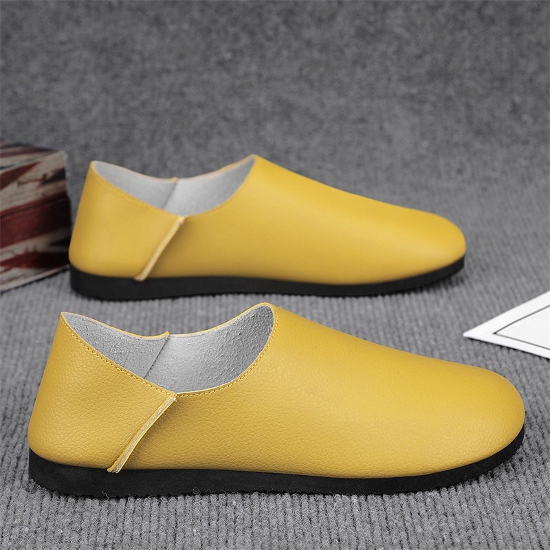 Pantofi sport casual din piele de culoare solidă, la modă, pentru șofat, 2024, vara nouă, fără slip-on