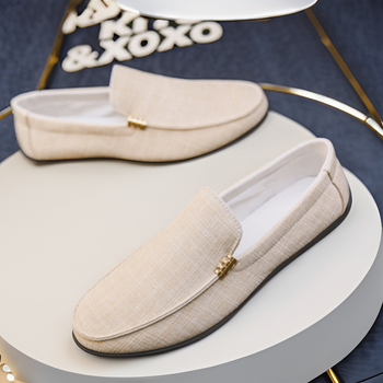 Doug Shoes 2024 Καλοκαιρινά Υφασμάτινα Παπούτσια Ανδρικά Casual Παπούτσια Βρετανικά All-match Lazy Slip-on Παπούτσια από Καμβά για Μεγάλα Μεγέθη Ανδρικά Παπούτσια