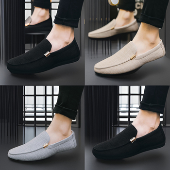 Doug Shoes 2024 Καλοκαιρινά Υφασμάτινα Παπούτσια Ανδρικά Casual Παπούτσια Βρετανικά All-match Lazy Slip-on Παπούτσια από Καμβά για Μεγάλα Μεγέθη Ανδρικά Παπούτσια