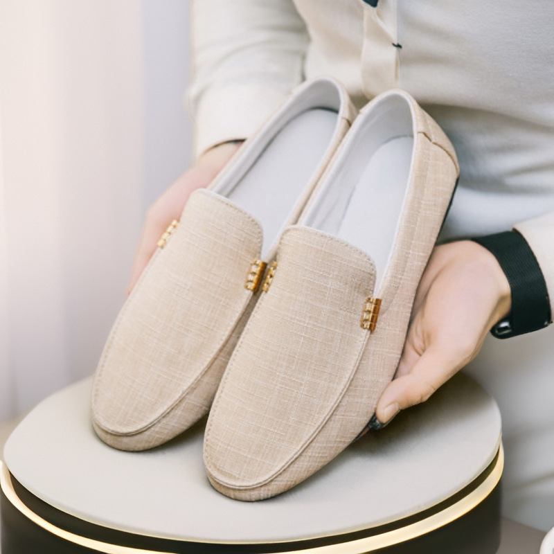 Doug Shoes 2024 Letné látkové topánky Pánske ležérne topánky Britské univerzálne lenivé plátené topánky Nazúvacie topánky pre väčšie veľkosti Pánske topánky