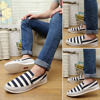 Garīgā puiša vasaras korejiešu stila moderni apavi Doudou ikdienas apavi vīriešu apavi ar uzvelkamām auduma kurpēm slinki audekla apavi plakani