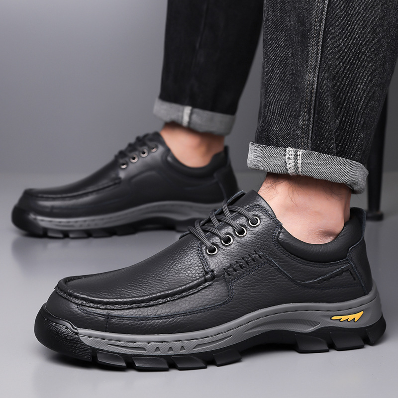 Pantofi sport din piele pentru bărbați, cu talpă groasă, stil business casual, stil britanic, la modă