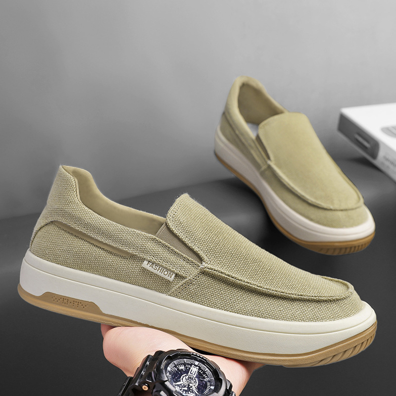 Pantofi sport casual pentru bărbați, culoare solidă, cu talpă groasă, leneși, stil Harajuku, cu talpă joasă, respirabili, pentru patru sezoane, 63088