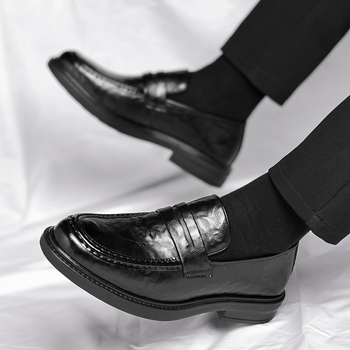 Εσωτερικό ύψος αύξησης επαγγελματικών, casual δερμάτινων παπουτσιών, ανδρικά παπούτσια 6cm, slip-on, χαμηλά παπούτσια με φασόλια, ανδρικά, ολόσωμα