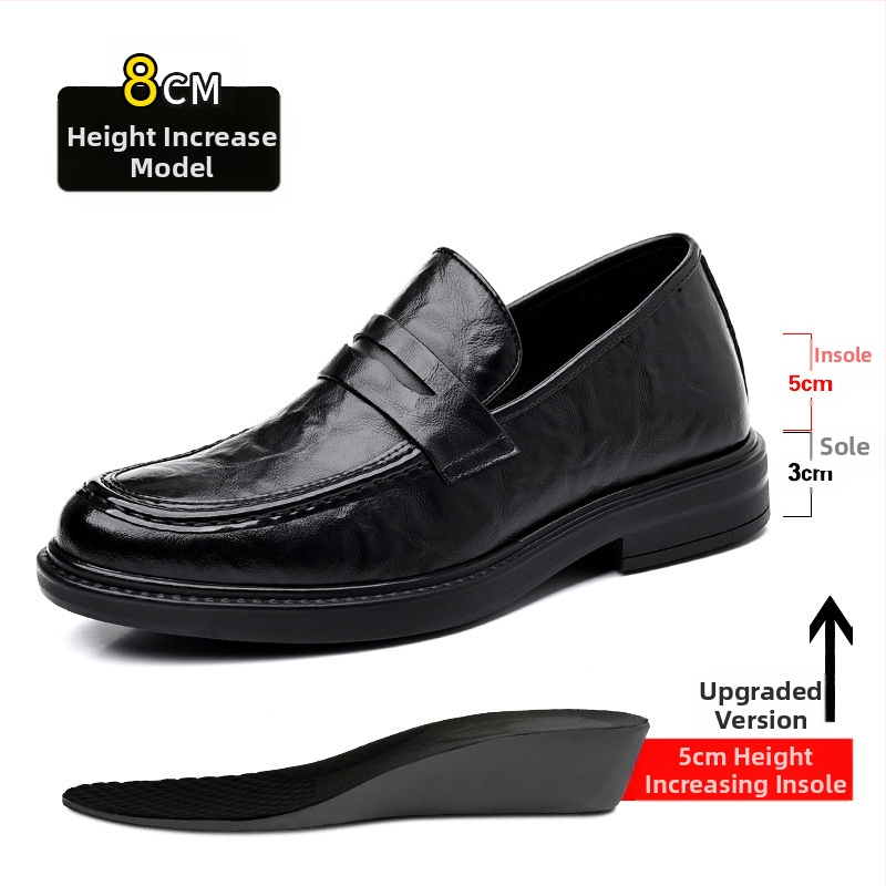 Pantofi sport din piele pentru bărbați, cu înălțime interioară, cu creștere a înălțimii, casual, de afaceri, 6 cm, pentru bărbați, pantofi sport cu toc scăzut, pantofi sport dintr-o singură bucată pentru bărbați