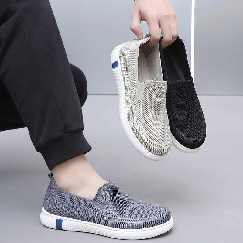 Pantofi sport pentru bărbați, vara anului 2025, pantofi sport ușori și respirabili, din plasă, casual, leneși, alunecați pe pantofi sport din material textil