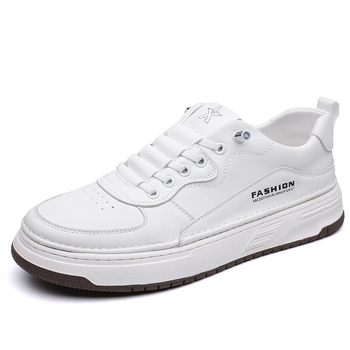 2025 Νέα γνήσια δερμάτινα ρετρό λευκά παπούτσια με χοντρή σόλα, ανδρικά casual δερμάτινα παπούτσια, μοντέρνα κορεάτικα αθλητικά παπούτσια μόδας