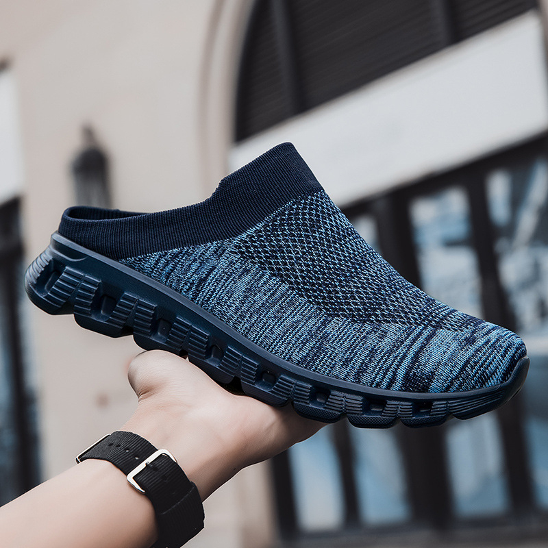 Sportske ležerne cipele Muške ljetne leteće mrežaste cipele s polu-vučenim nogavicama, prekogranične, plus veličine, Jinjiang hladno ljepljive muške cipele, odobrenje para