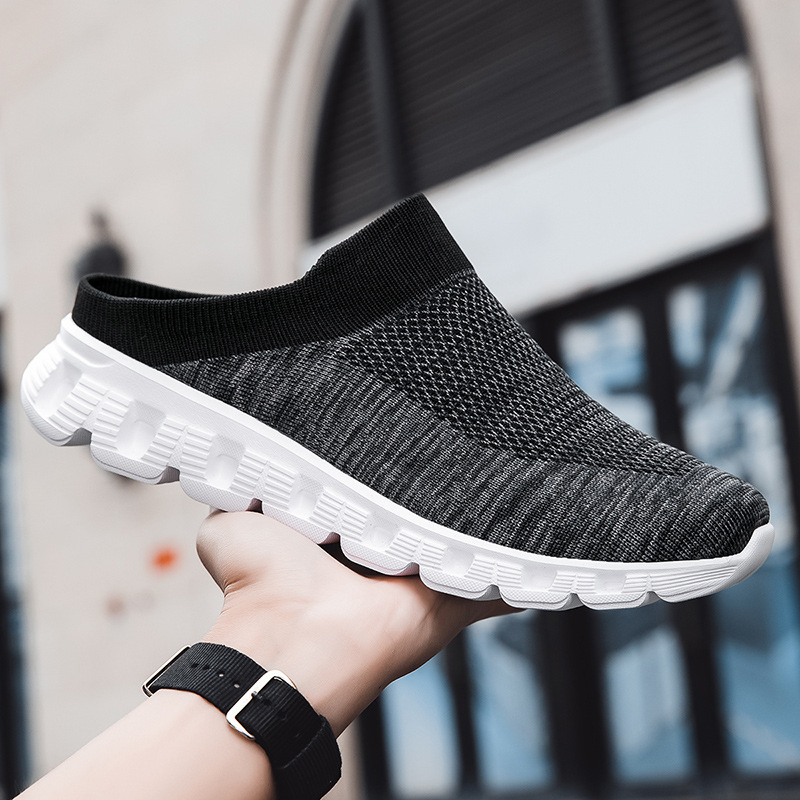 Sportske ležerne cipele Muške ljetne leteće mrežaste cipele s polu-vučenim nogavicama, prekogranične, plus veličine, Jinjiang hladno ljepljive muške cipele, odobrenje para