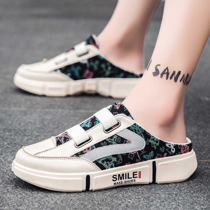 Plátenné topánky Pánske letné priedušné nazúvacie topánky bez podpätku, lenivé, polo-ťahacie športové ležérne tenisky, výklenkové látkové topánky Pánske topánky