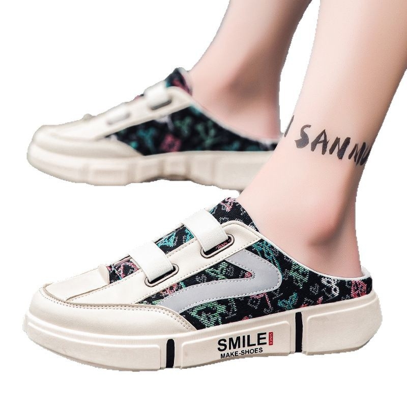 Plátenné topánky Pánske letné priedušné nazúvacie topánky bez podpätku, lenivé, polo-ťahacie športové ležérne tenisky, výklenkové látkové topánky Pánske topánky