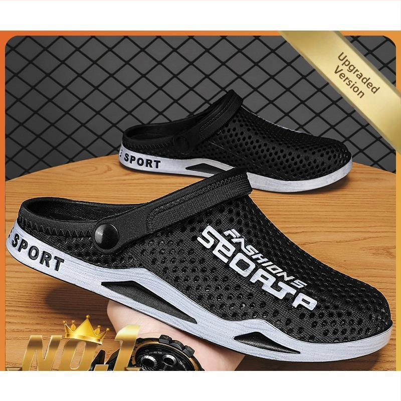 Pantofi de vară cu gaură nouă, sandale respirabile bidirecționale, antiderapante, cu fund moale, cu vârful închis, papuci de exterior, pantofi de plajă cu fund gros