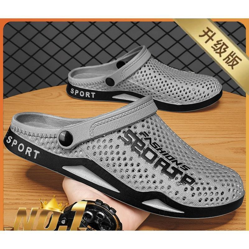 Pantofi de vară cu gaură nouă, sandale respirabile bidirecționale, antiderapante, cu fund moale, cu vârful închis, papuci de exterior, pantofi de plajă cu fund gros