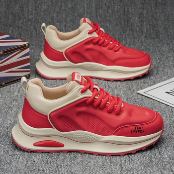 Pantofi sport casual din piele pentru bărbați, cu talpă groasă, pentru creșterea înălțimii, de primăvară, pentru studenți, Douyin, transmisiune live, versatile, cu talpă joasă, pentru bărbați