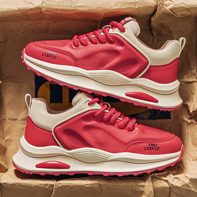 Pantofi sport casual din piele pentru bărbați, cu talpă groasă, pentru creșterea înălțimii, de primăvară, pentru studenți, Douyin, transmisiune live, versatile, cu talpă joasă, pentru bărbați