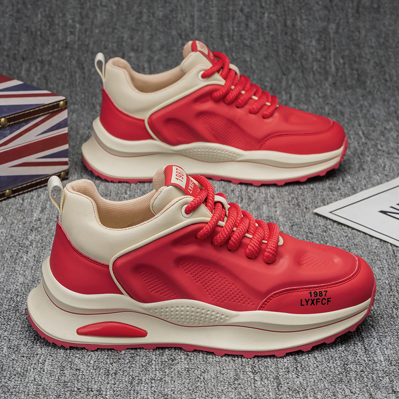 Pantofi sport casual din piele pentru bărbați, cu talpă groasă, pentru creșterea înălțimii, de primăvară, pentru studenți, Douyin, transmisiune live, versatile, cu talpă joasă, pentru bărbați