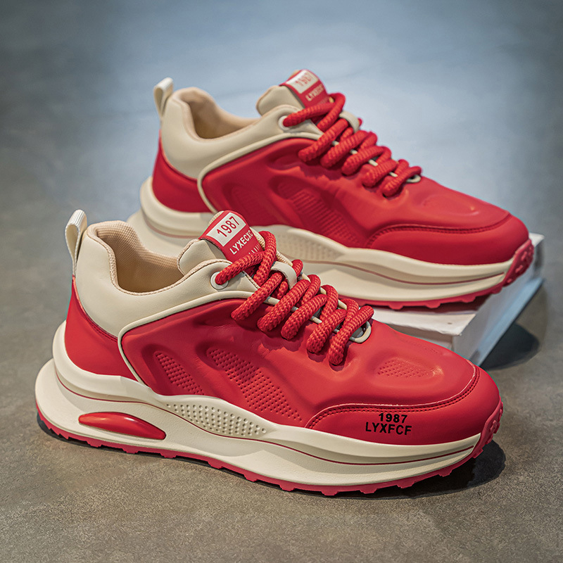 Pantofi sport casual din piele pentru bărbați, cu talpă groasă, pentru creșterea înălțimii, de primăvară, pentru studenți, Douyin, transmisiune live, versatile, cu talpă joasă, pentru bărbați