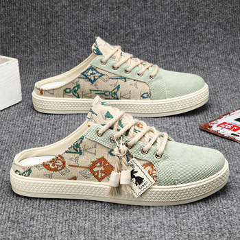 Audekla vīriešu apavi vasaras elpojoši zema augšdaļa ikdienas kedas platformas auduma apavi slinki uzvelkami papēži puselastīgi modernas kurpes