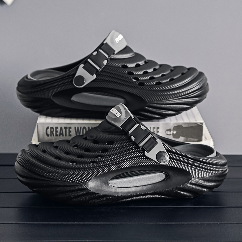 Sandale de plajă antiderapante pentru bărbați, de vară, cu găuri, antiderapante, anti-alunecare, EVA, deodorant, culoare contrastantă, Baotou, papuci groși, stil nou