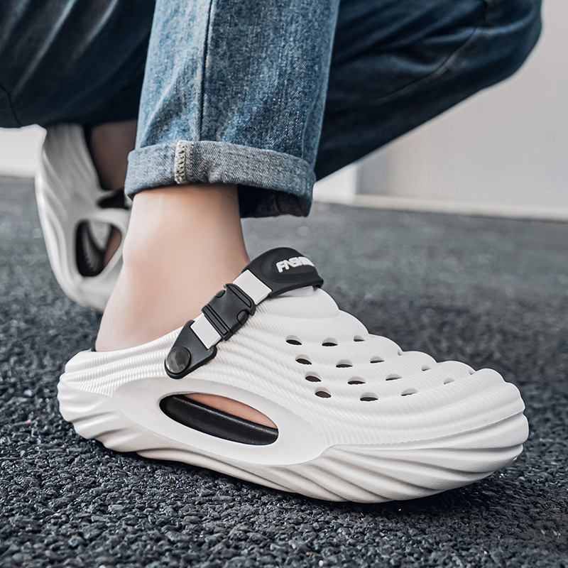 Sandale de plajă antiderapante pentru bărbați, de vară, cu găuri, antiderapante, anti-alunecare, EVA, deodorant, culoare contrastantă, Baotou, papuci groși, stil nou