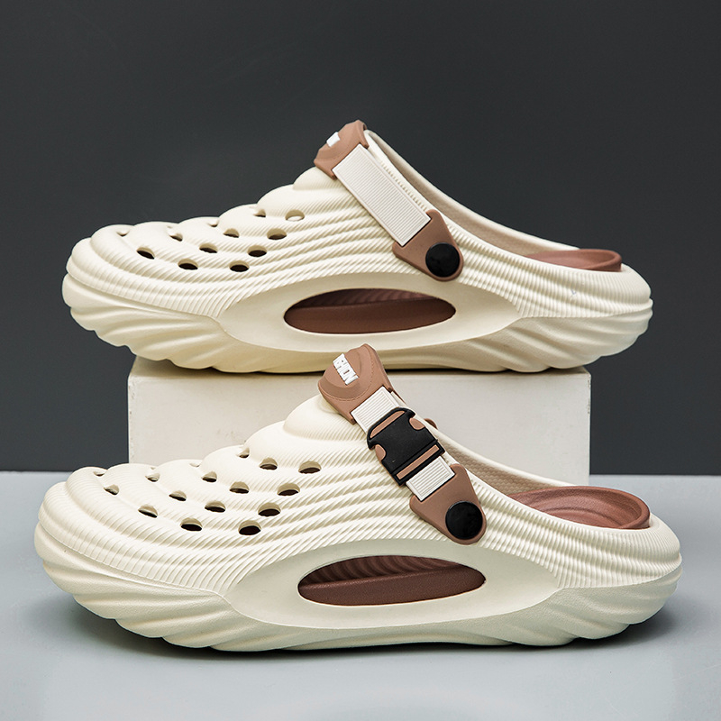 Sandale de plajă antiderapante pentru bărbați, de vară, cu găuri, antiderapante, anti-alunecare, EVA, deodorant, culoare contrastantă, Baotou, papuci groși, stil nou