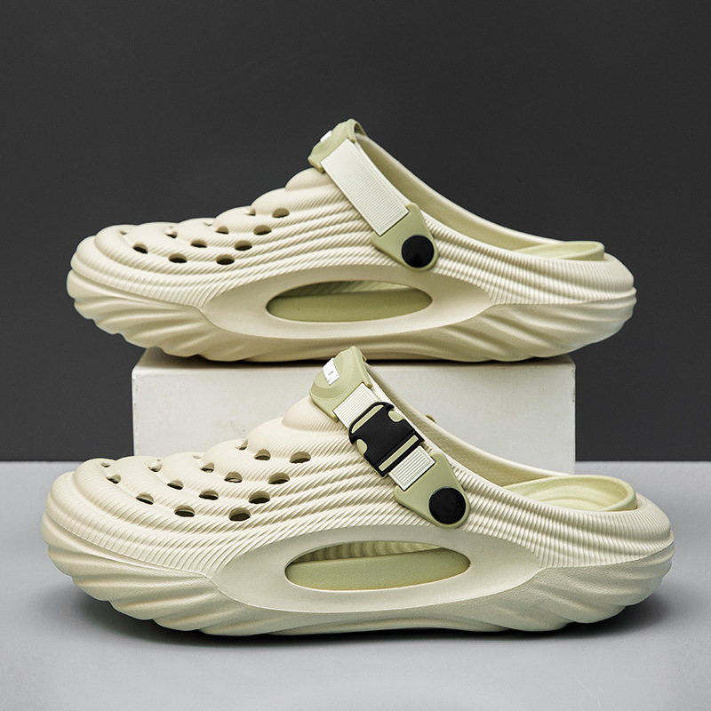 Sandale de plajă antiderapante pentru bărbați, de vară, cu găuri, antiderapante, anti-alunecare, EVA, deodorant, culoare contrastantă, Baotou, papuci groși, stil nou