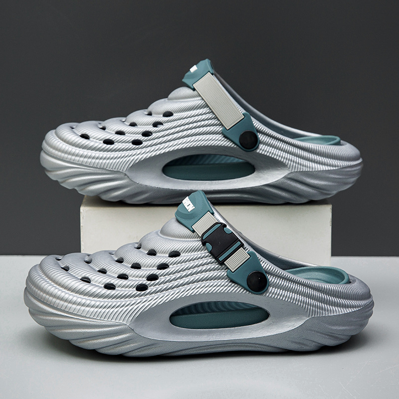 Sandale de plajă antiderapante pentru bărbați, de vară, cu găuri, antiderapante, anti-alunecare, EVA, deodorant, culoare contrastantă, Baotou, papuci groși, stil nou
