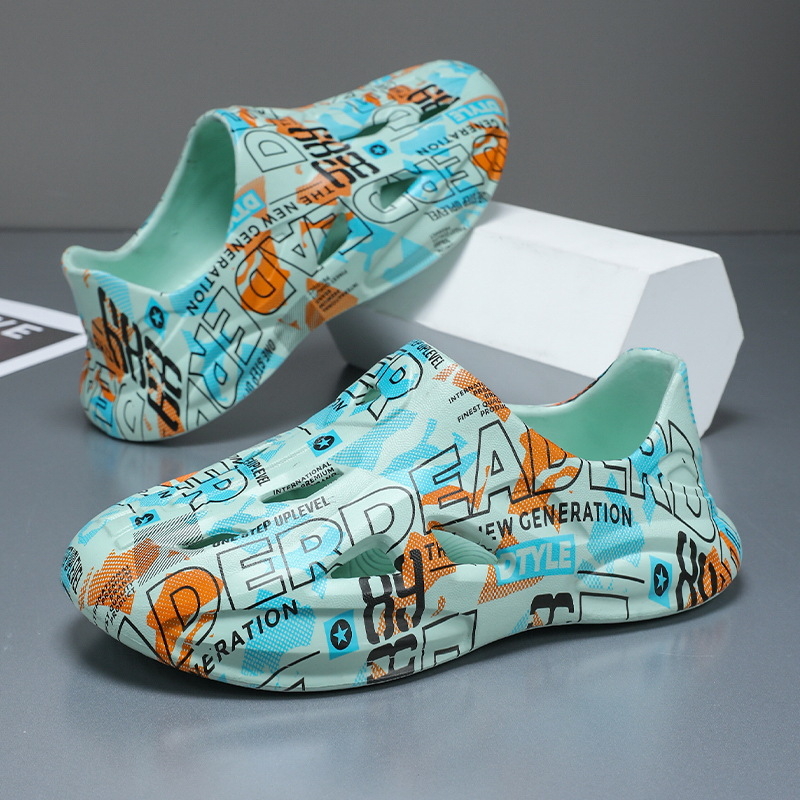 Pantofi sport pentru bărbați, pantofi sport cu talpă groasă, antiderapanți, imprimare colorată, Baotou, pantofi de plajă, pantofi sport casual, pantofi de plajă, pantofi sport, pantofi de plajă