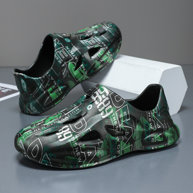 Pantofi sport pentru bărbați, pantofi sport cu talpă groasă, antiderapanți, imprimare colorată, Baotou, pantofi de plajă, pantofi sport casual, pantofi de plajă, pantofi sport, pantofi de plajă